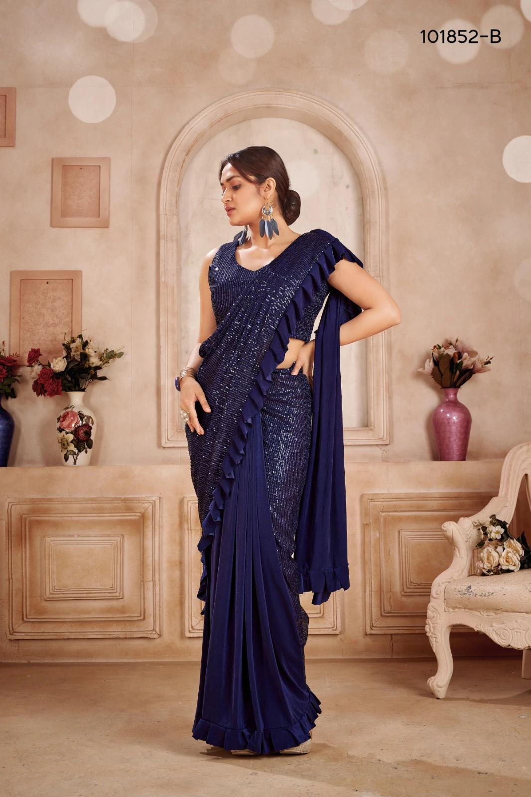 Amoha 101852 Imported Fabric Wholesale Readymade Sarees Catalog — Wholesale Sarees, AMOHA wholesale from Surat - Gallery Image 3